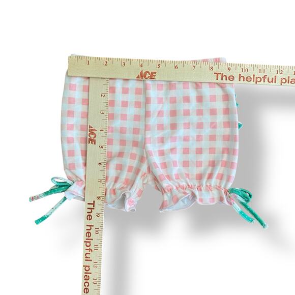 Sweet Honey Gingham Ruffle‎ Bloomer Shorts Toddlers Size 3T Pink Green Boho - Picture 4 of 9